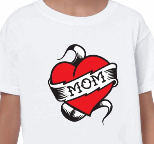 Mom tattoo design in color with scroll